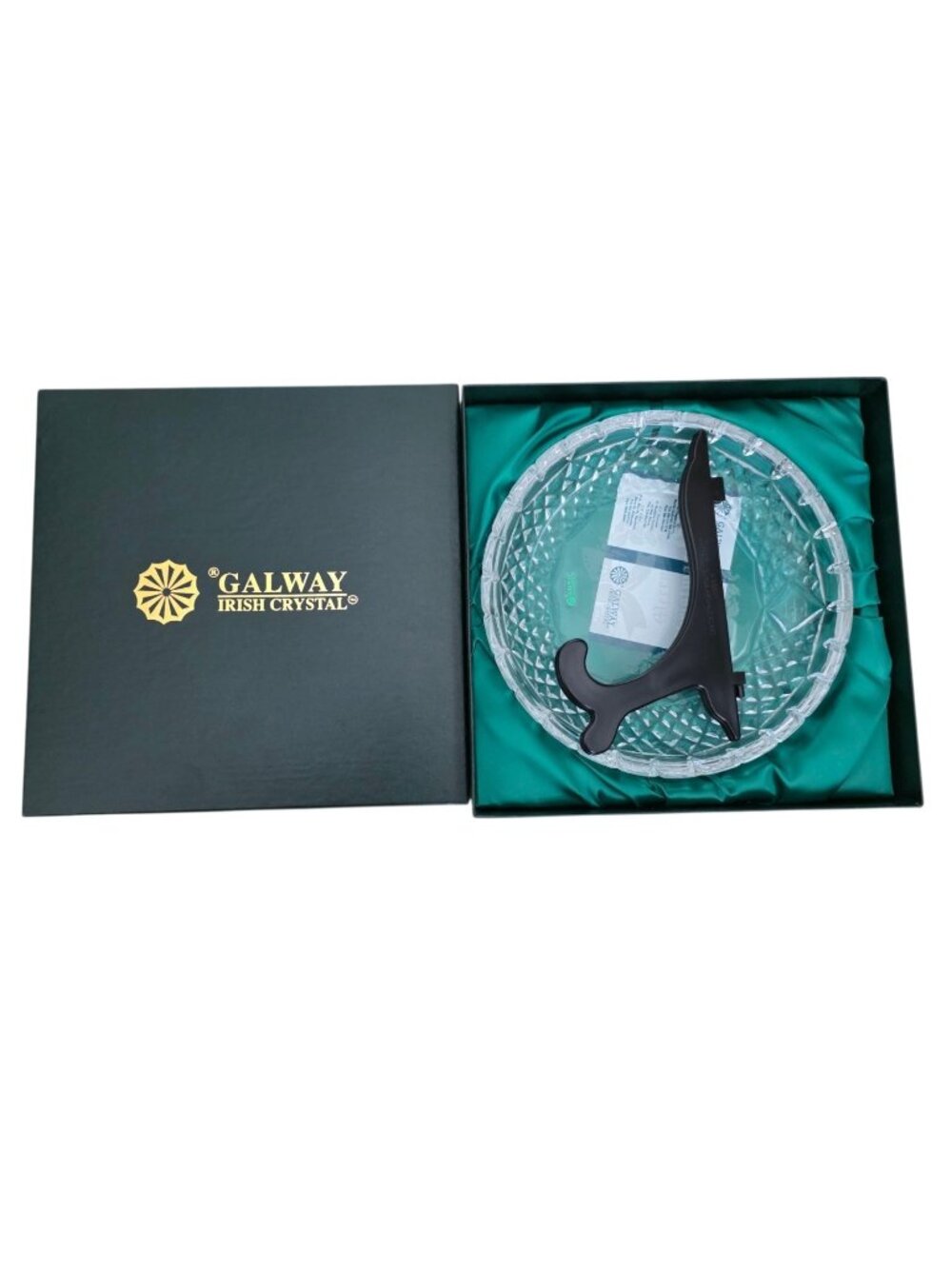 Galway Irish Crystal Etched Merry Christmas Plate + Stand New in Box
